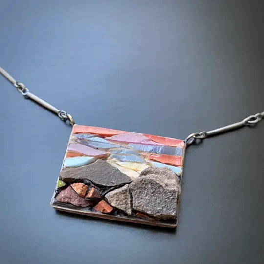 Mountain Sunset Micro Mosaic Pendant