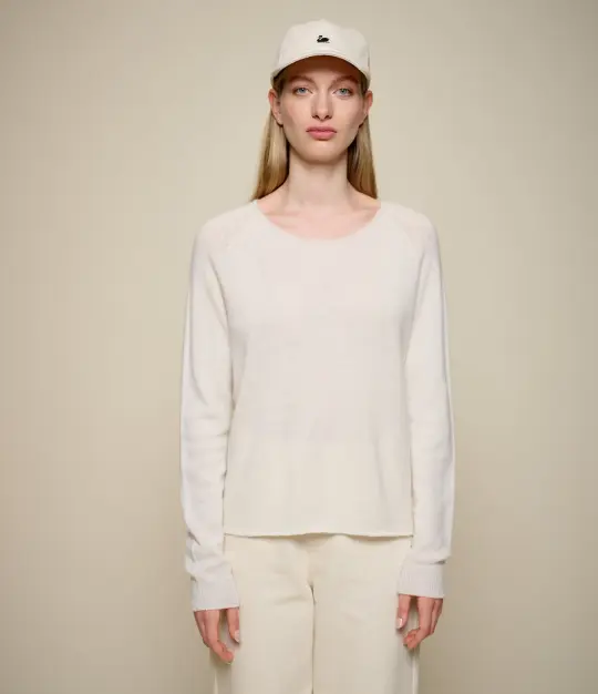 Lightweight Merino Wool-Cashmere-Silk Raglan Sweater