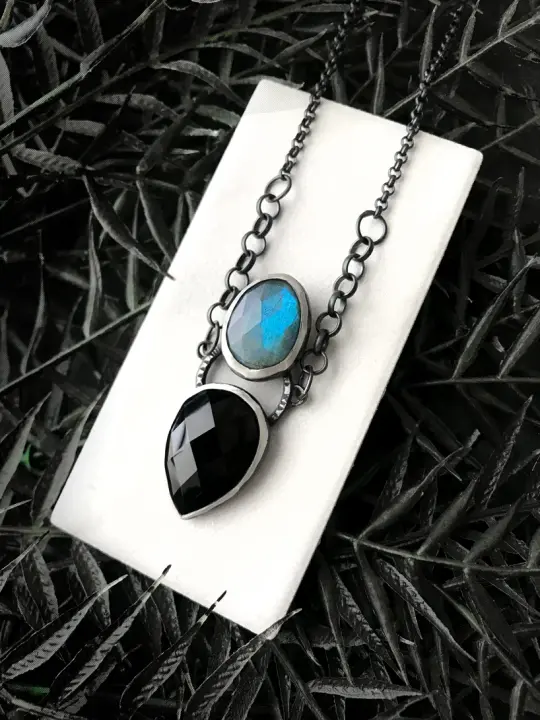 Labradorite and Black Onyx Thorax Pendant