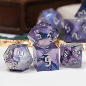 Unicorn Sharp Edge Resin Dice Set. 7 Piece DND dice set