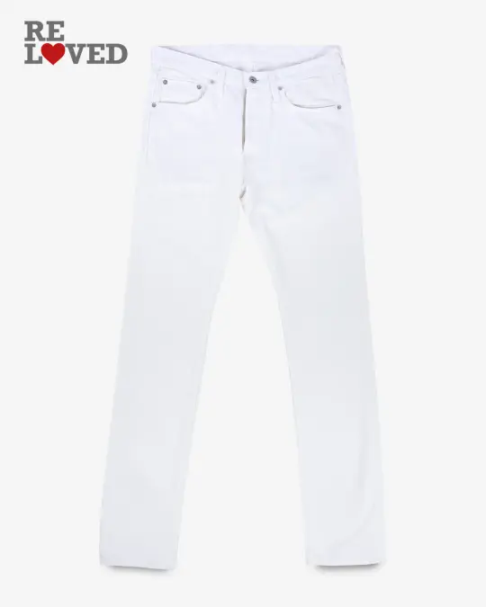 13.5oz Denim Slim Cut Jeans - White (IH-555-WT) Tag 35, Hemmed to 36.8"