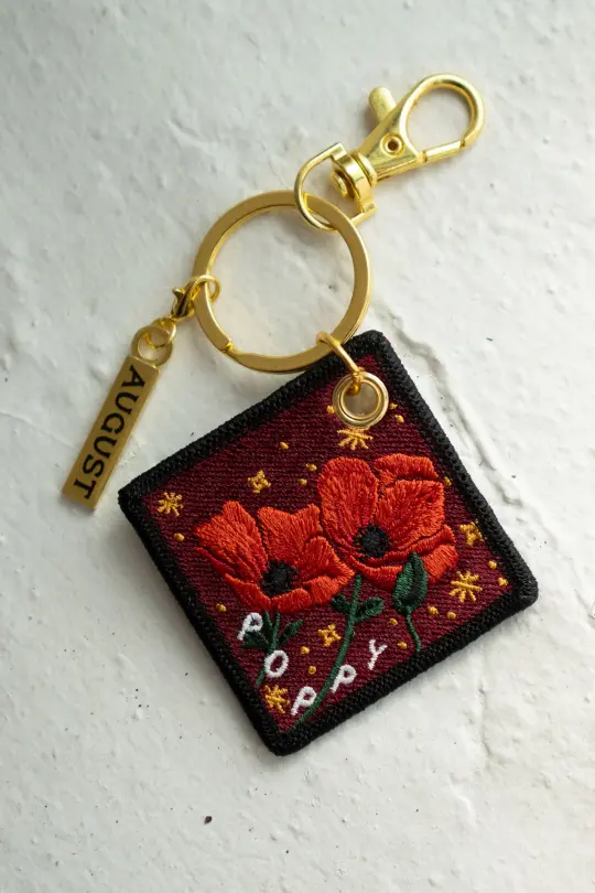 Poppy - August Birth Flower Keychain