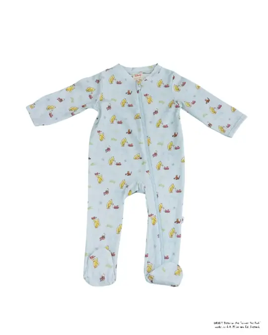 Sleepsuit - Blue Trains Pooh