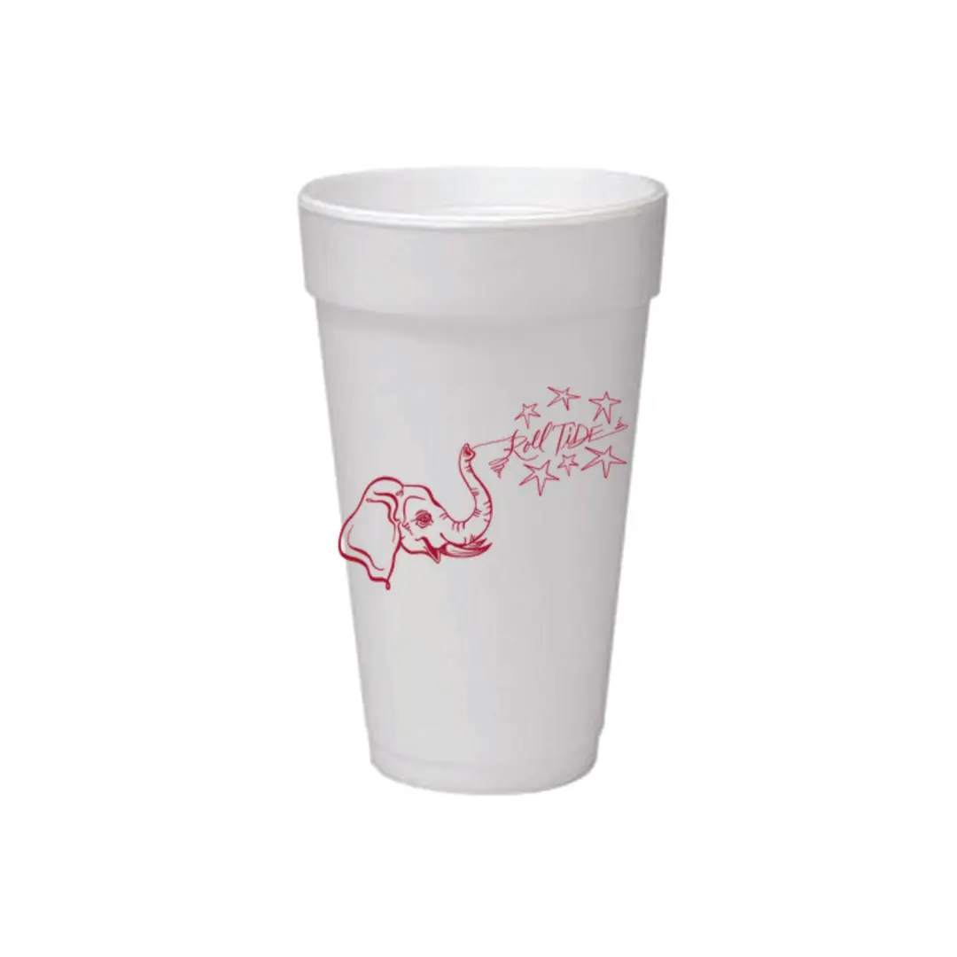 Roll Tide Alabama elephant red 20 oz Foam Cups, Set of 10