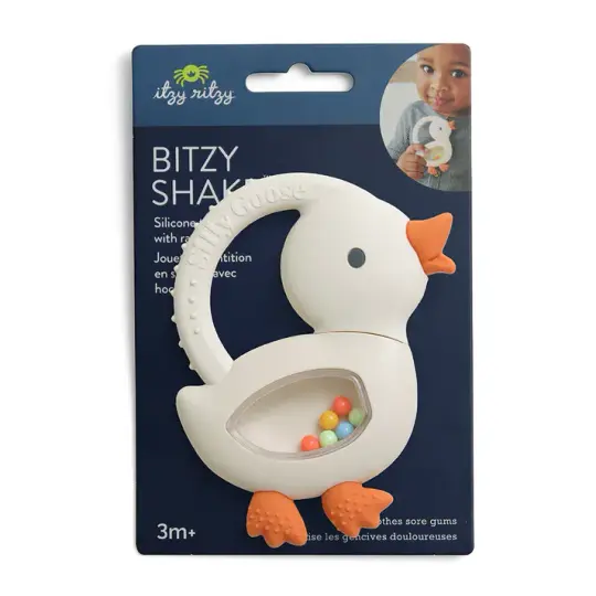 Itzy Ritzy Bitzy Shake Silicone Teether with Rattle - Goose