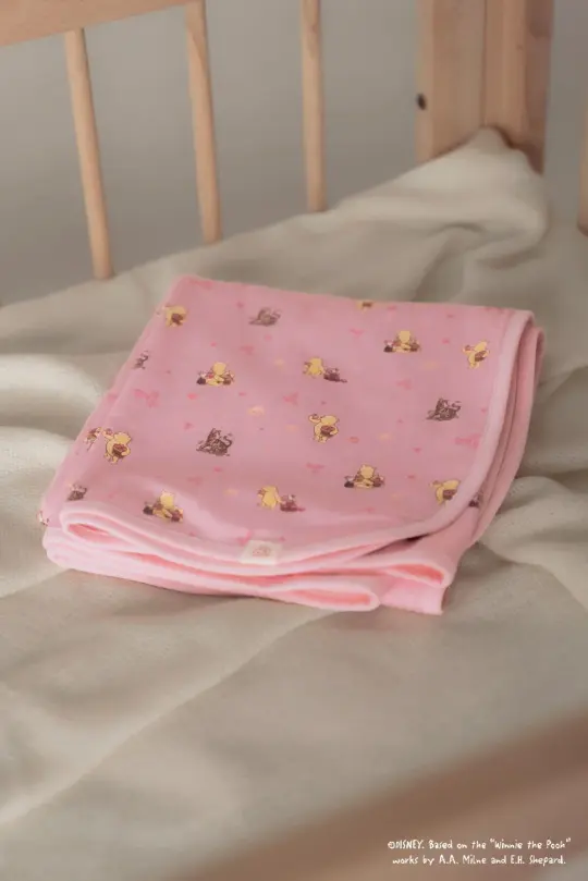 Cotton Jersey Blanket - Pink Harvest Pooh