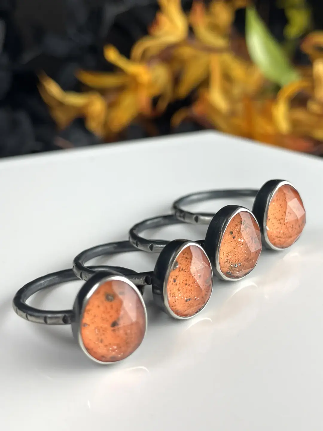 Orange Glow Rings with Volcanic Sand