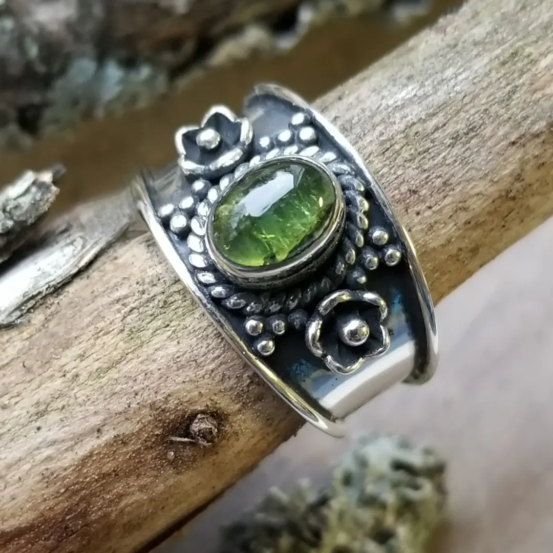 Jasmine - Green Tourmaline and Sterling Silver Ring