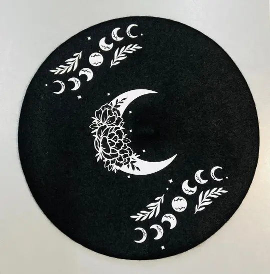 Black Floral Moon Vegan Beret