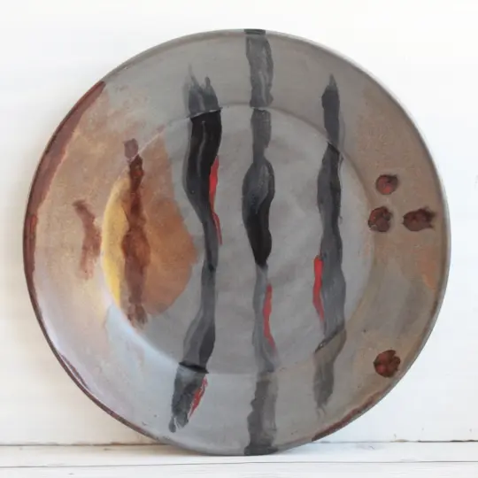 Art Plate in Modern Contemporary Design, Stoneware Pottery Dinnerware Plate, Made in USA