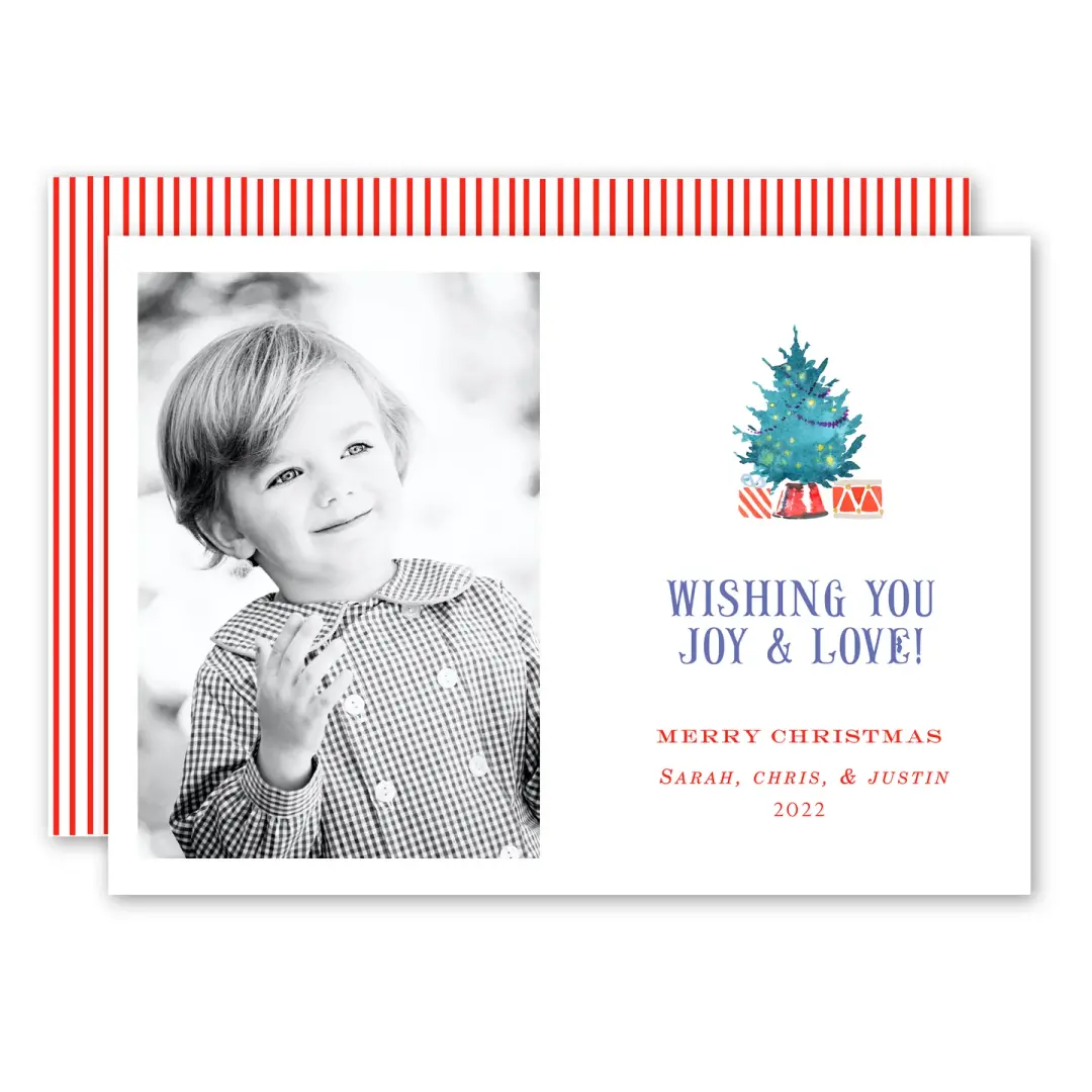 Watercolor Tree with Presents Holiday Card
