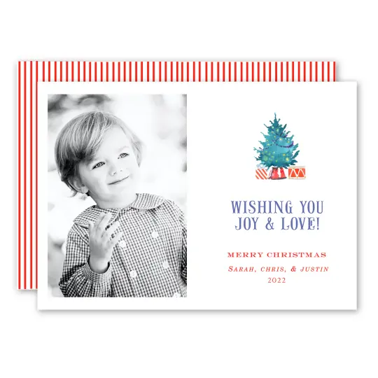 Watercolor Tree with Presents Holiday Card