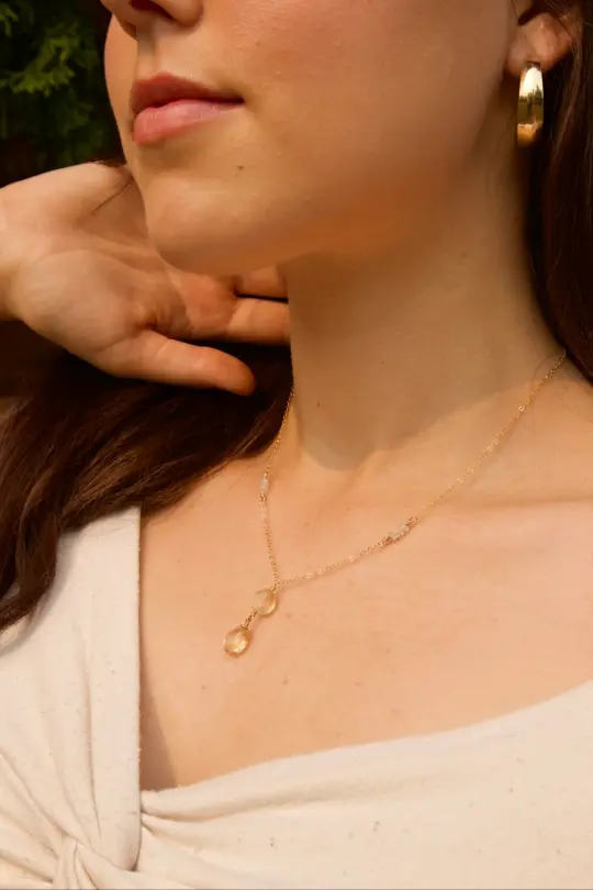 Citrine Quartz Droplet Necklace