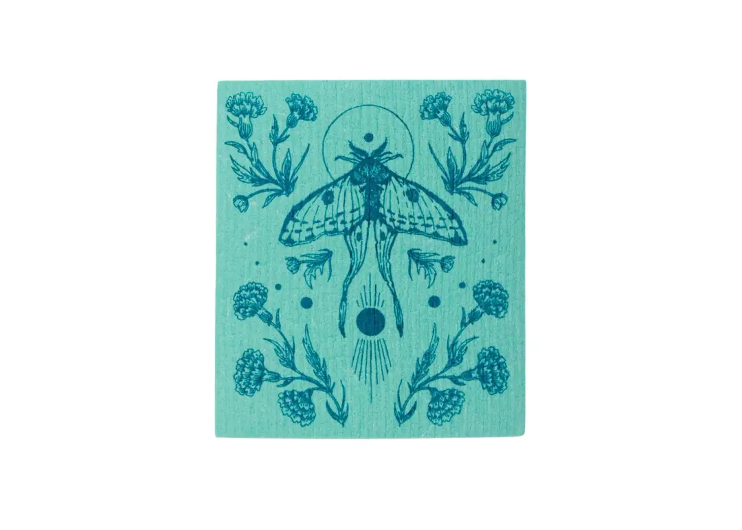 Mint Moth Shrine Swedish Dishcloth