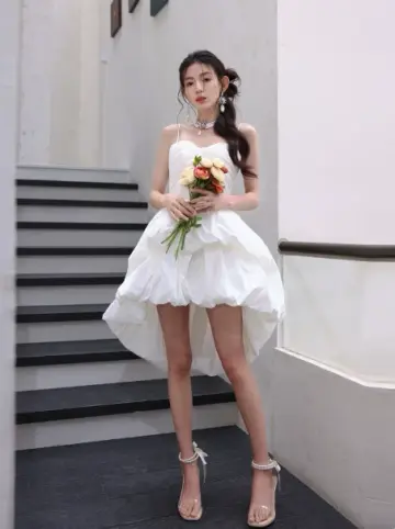Elegant White A-line Spaghetti Straps Corset Mini Evening Dress Homecoming Dress RS468