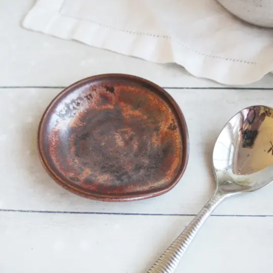 Small Copper Metallic Spoon Rest, Handcrafted in USA