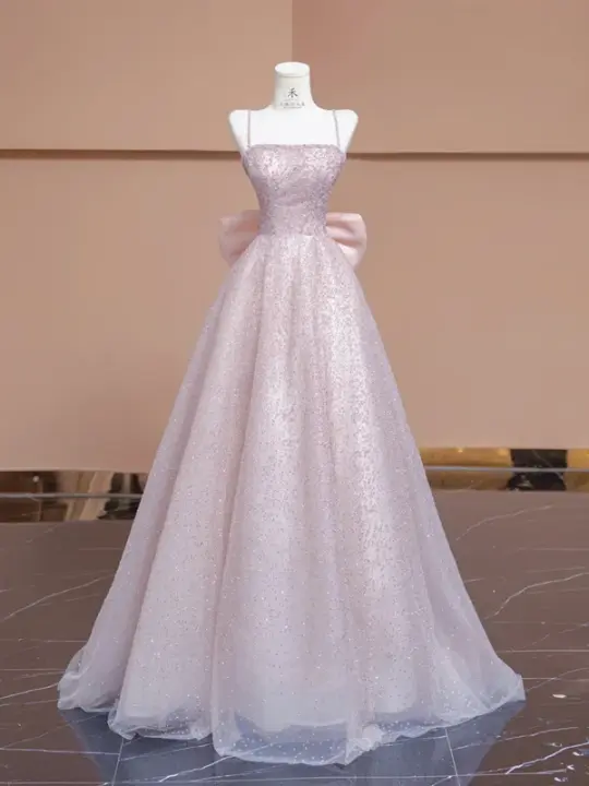 Light pink halter-neck fitted long ball gown/bridal dress R8344