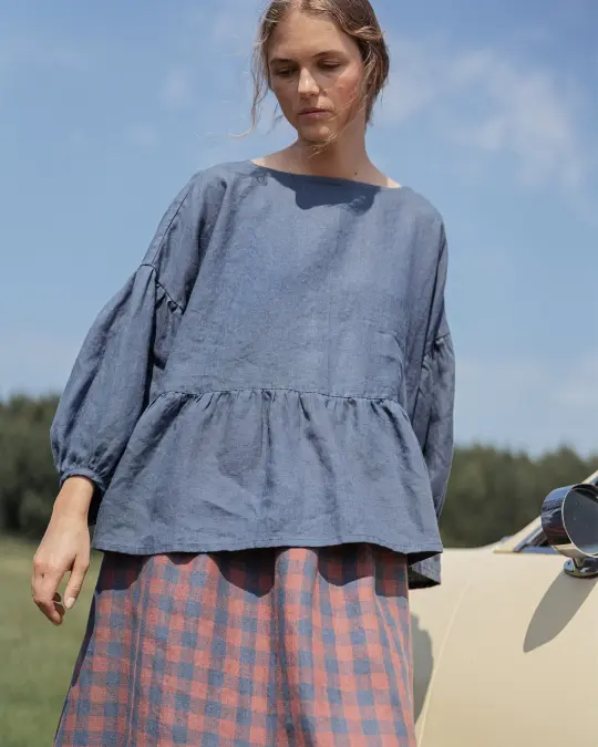 OCHRE oversized linen top