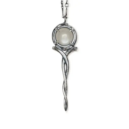 Staff of Hermes. Gray Moonstone Necklace.