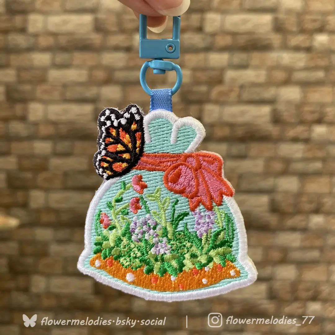 Flower Bag Embroidery Keychain