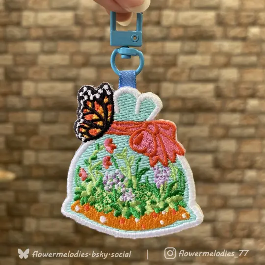 Flower Bag Embroidery Keychain