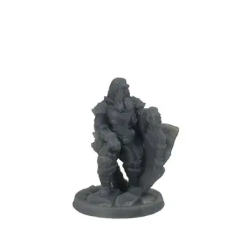 Unpainted 32mm 3D-printed heavyset bearded ranger in studded plate and a long travelling cloak — tabletop RPG miniature for D&D, Pathfinder & wargaming