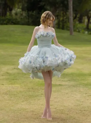 Dreamy Mint Green A-Line Strapless Applique Corset Mini Party Dress Homecoming Dress RS383