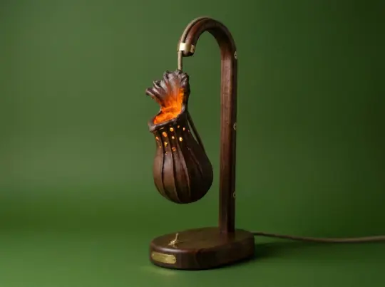 Luminosa- Walnut Pitcher Plant Lamp