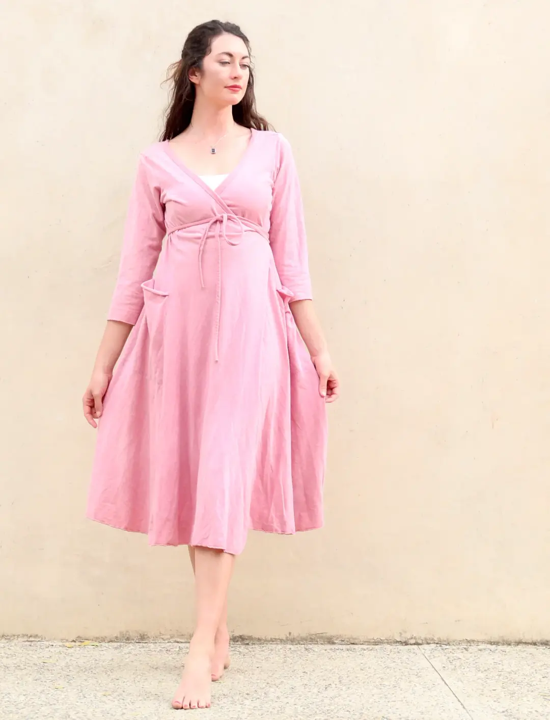 Flip Wrap Perfect Pockets Below Knee Dress