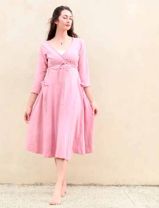Flip Wrap Perfect Pockets Below Knee Dress
