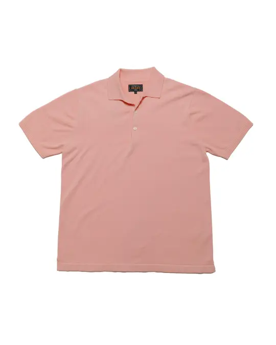 Beams Plus Knit Polo Solid 12G Pink