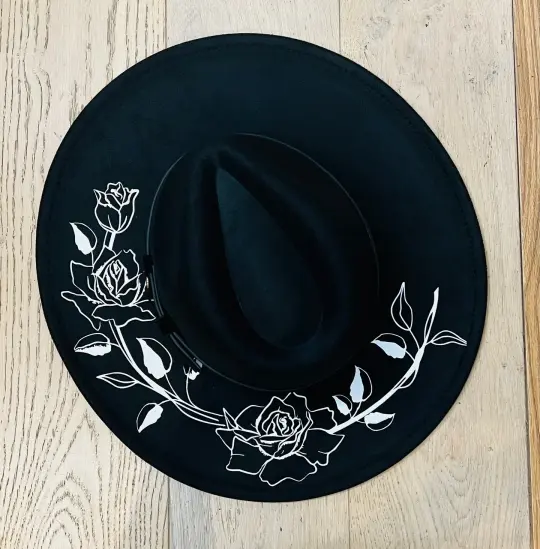 Large Roses Vegan Felt XL Brim Hat