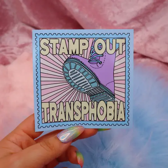 Stamp Out Transphobia Large Vinyl Sticker