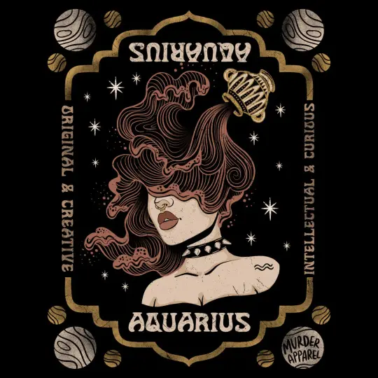 Aquarius Zodiac T-Shirt - Gothic Astrology T-Shirt