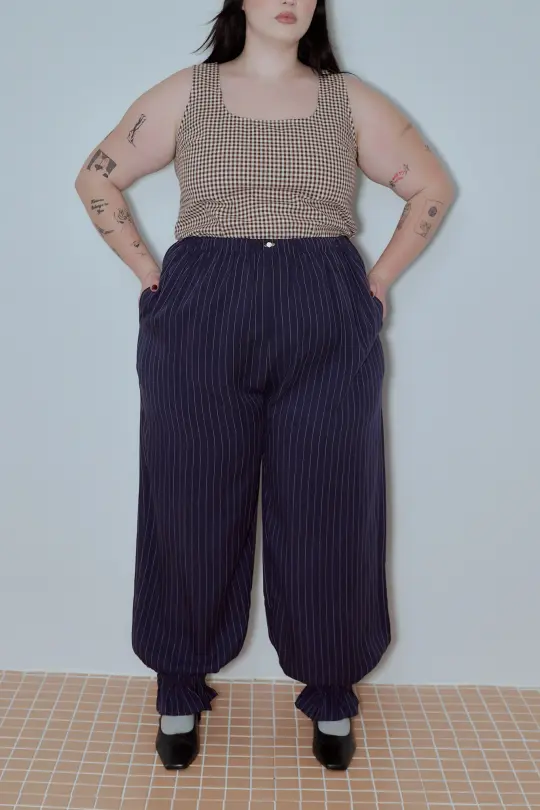 Long Bloomers Tencel Stripe Navy