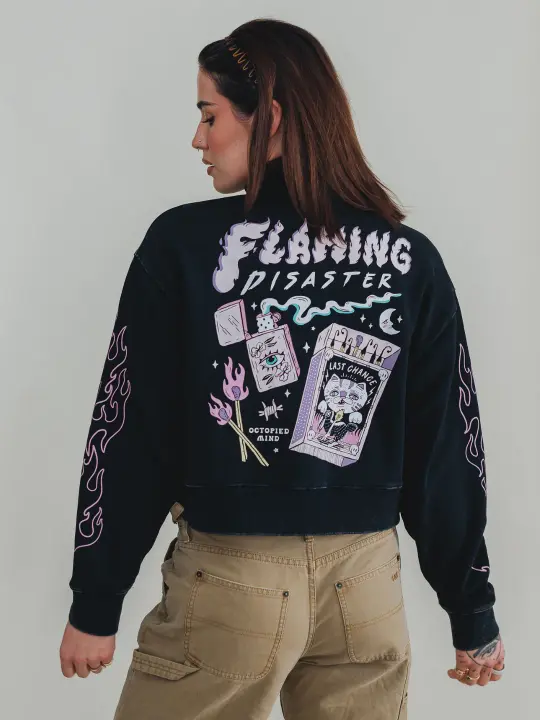 Flaming Disaster 1/4 Zip Sweater