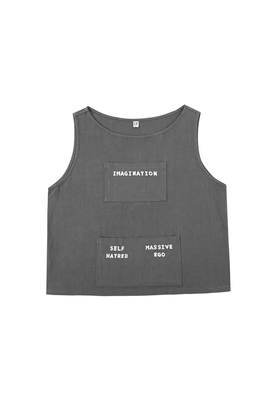 Soft Linen Artist's Toolbox Shift Tank Gray