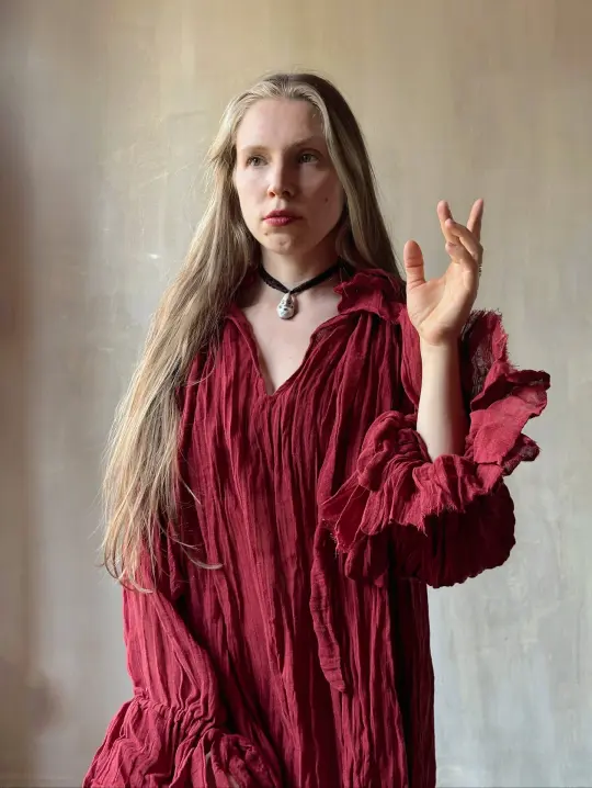 Maxi Alchemist Chemise in Burnt Red Linen (Pre-Order)
