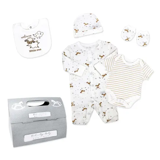 Rock A Bye Baby Boutique Baby's Lamb 5 Pc Layette Gift Set 3-6M