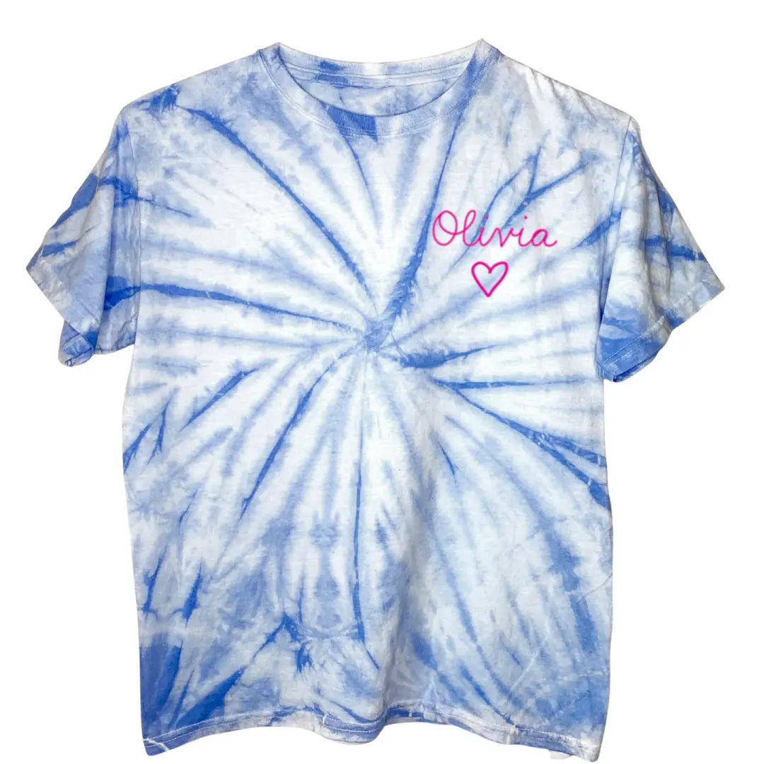 Kids Blue Tie Dye Embroidered Kids Shirt (multiple sizes)
