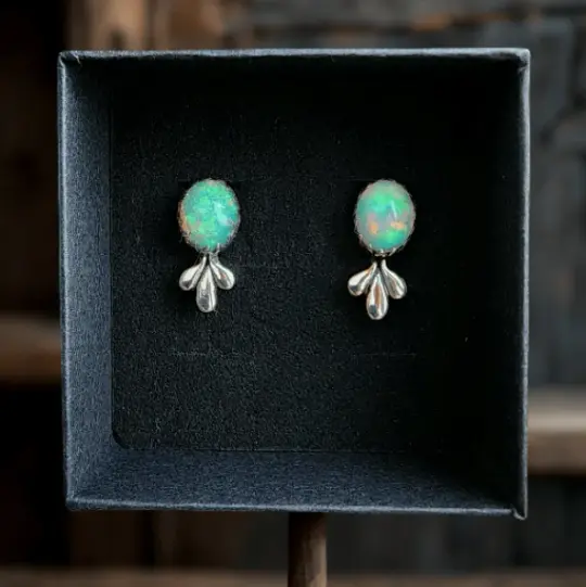 Wisps Opal Earrings in Sterling Silver