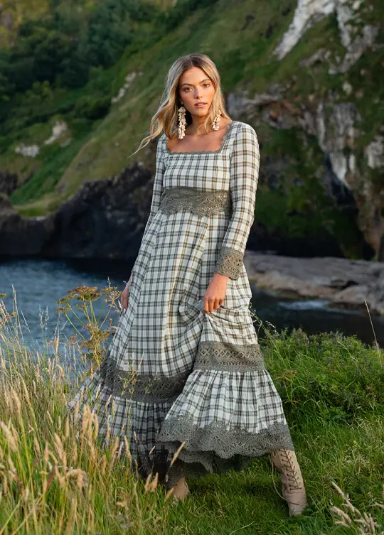 Roisin Dress in Smoke Blue Plaid