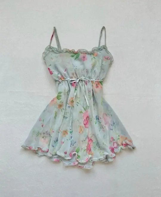 Green Floral Homecoming Dress , Flowy Chiffon Corset Mini Summer Dress RS1529