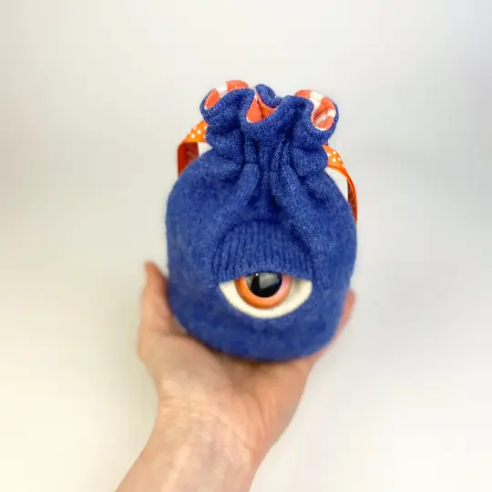blue my friend monster™ drawstring cyclops DnD dice bag