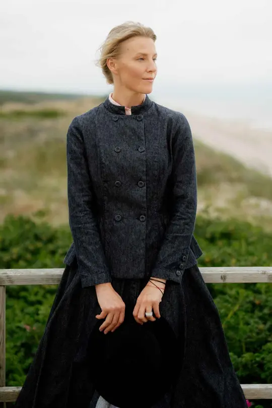 Moor – Tailored Linen Blend Jacket with Mandarin Collar