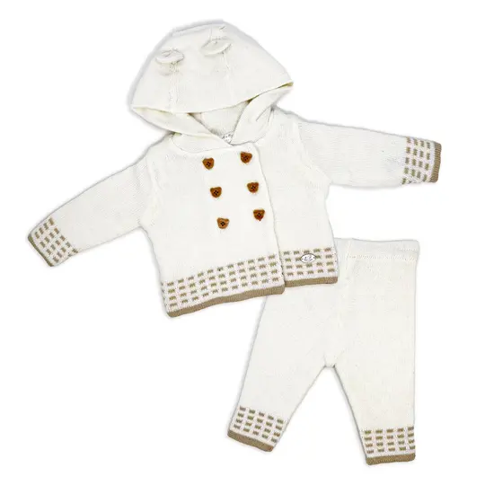 Rock A Bye Baby Boutique Rock-a-Bye Baby Boutique Baby Boys and Baby Girls 2 Piece Oatmeal Jacket and Trouser Knitted Set, 0-3M
