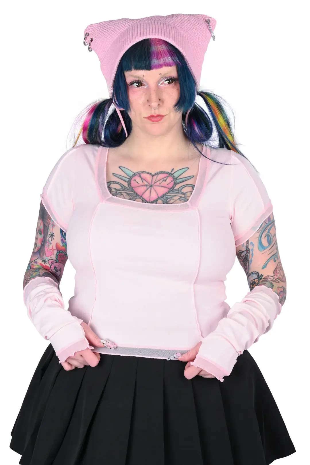 Izzy Armwarmer Crop Top - Pink