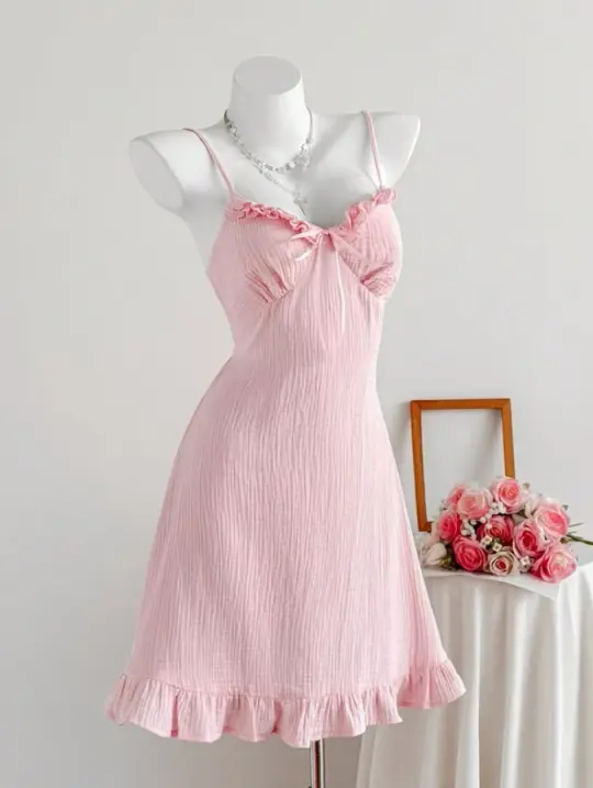Gentle Pink Homecoming Dress , Spaghetti Straps Hazy Corset Short Prom Dress Summer Dress RS1575