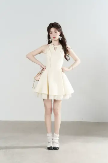 Women's White Halter Neck Mini Dress, Elegant 3D Flower Tiered Tulle Party Dress R9325