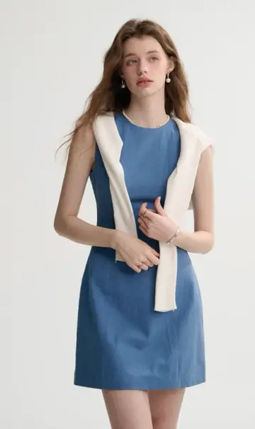 French style waist dress short skirt sleeveless suspender skirt petite vest short skirt R3556